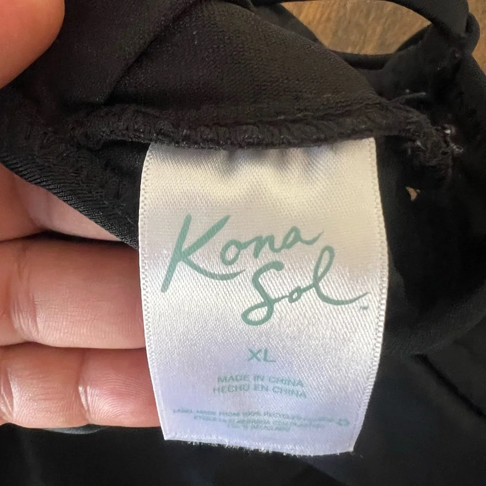 Kona Sol Black Halter Swimsuit with‎ Lace Detail
